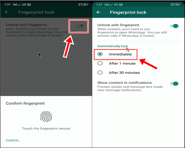 WhatsApp पर Fingerprint Lock कैसे लगाये