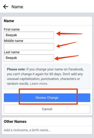 फेसबुक में अपना नाम चेंज कैसे करें